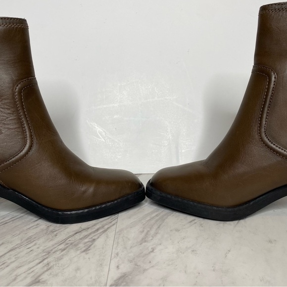 New! Naturalizer Emmy Brown Leather Square Toe Bootie 7W - Picture 6 of 15